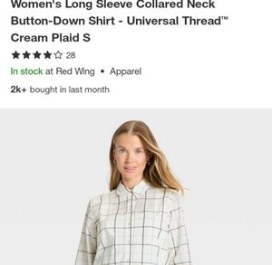 Universal Thread Women's White Plaid Button-Down Shirt